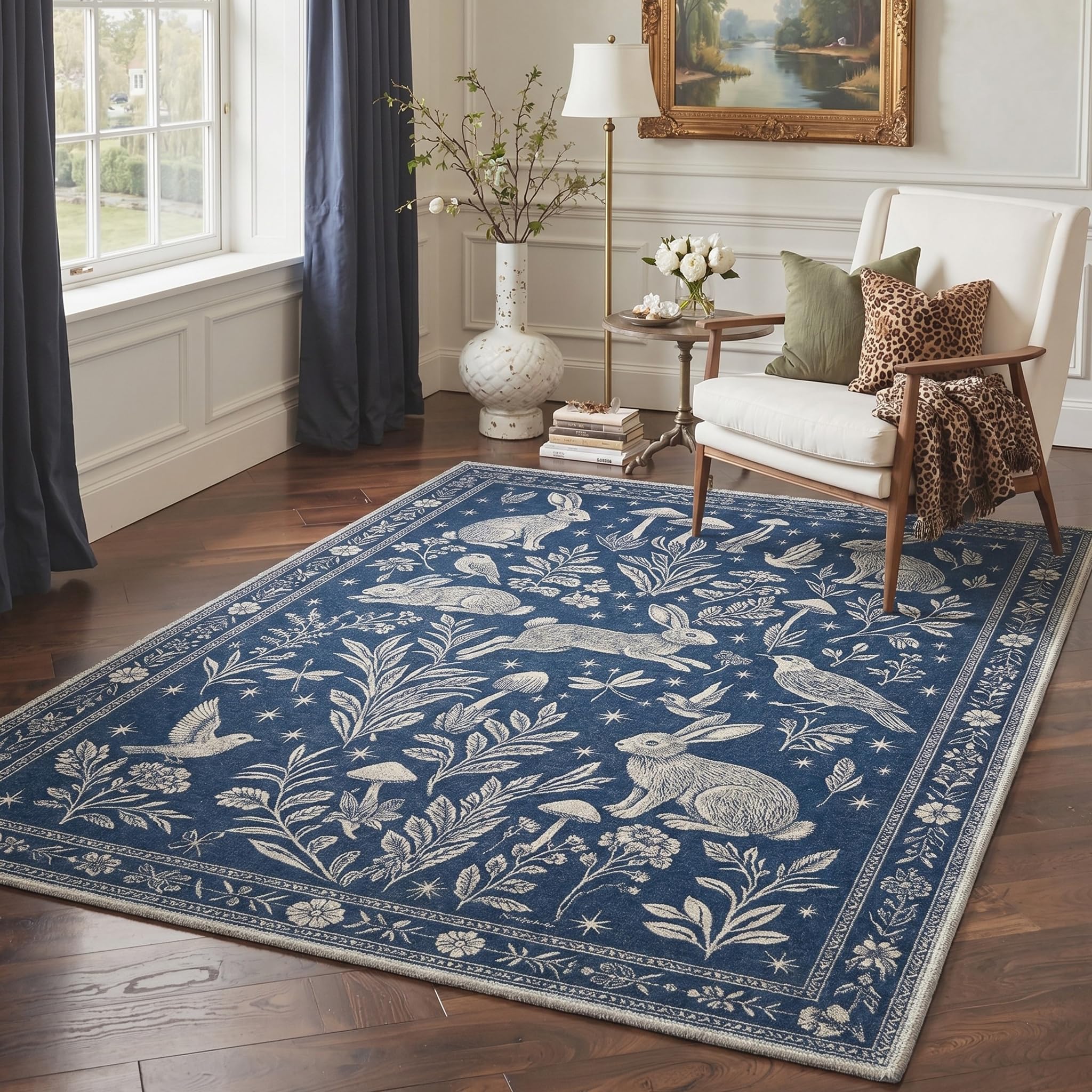 BEIMO Washable Rug Nature Bionic Indigo Bloom 120x170cm Hallway