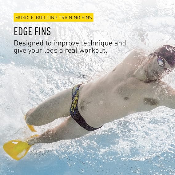 زعانف السباحة FINIS Edge للرجال والنساء - زعانف تدريب مصنوعة من السيليكون بنسبة 100% - لبناء قوة الساق والقدرة على التحمل
