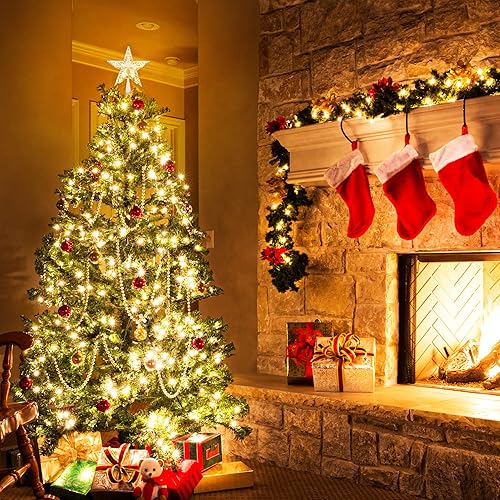 Miniatura 5 de Brizled Estrella para árbol de Navidad, estrella hueca con purpurina de 8 pulgadas, adorno 3D de doble cara con 10 luces, certificado UL para