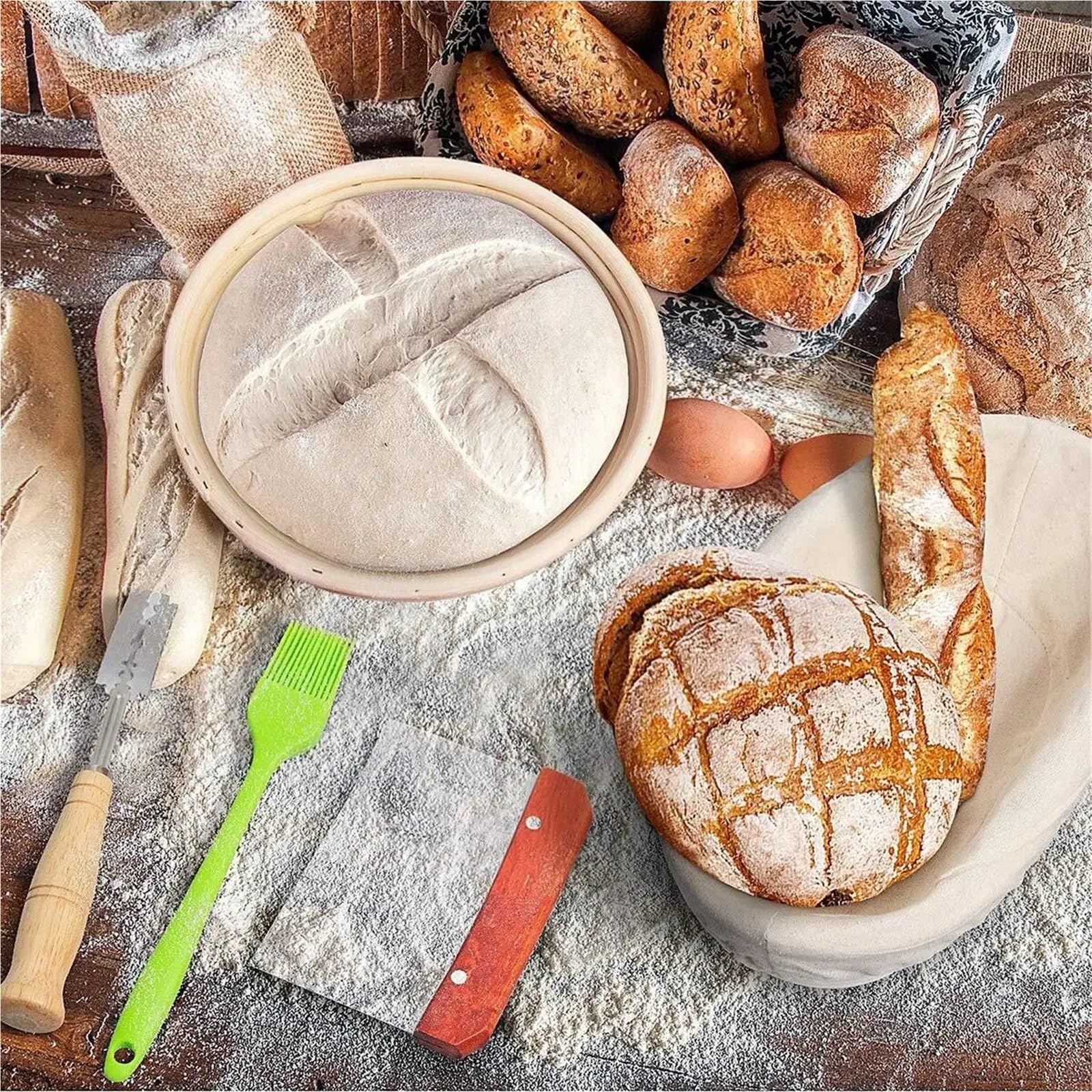 Cesta de fermentación masa, cestas a prueba pan, cesta mimbre Natural for panaderos caseros, 1 ud Para Hornear Pan
