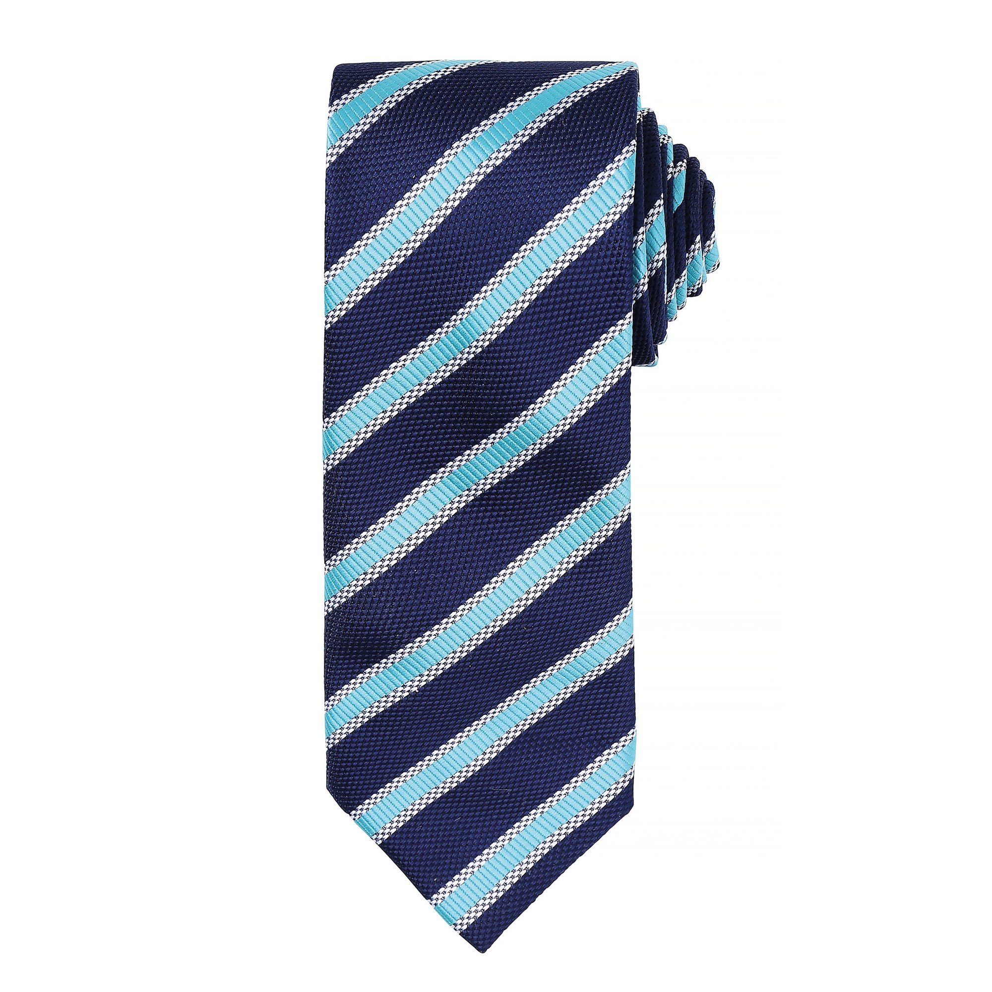Premier Mens Waffle Stripe Formal Business Tie (One Size) (Navy/Turquoise)