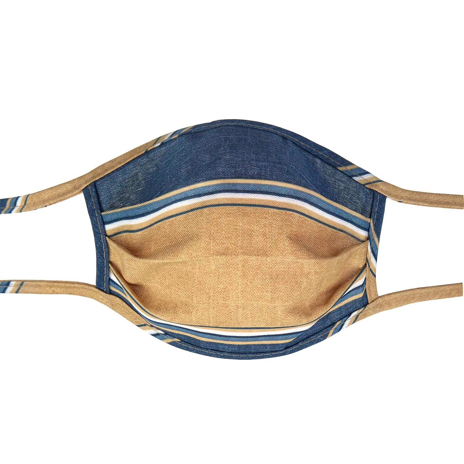 Klear Vu Reusable-Washable Polyester Masks, Blue and Gold Stripes (MASKS386-277T)