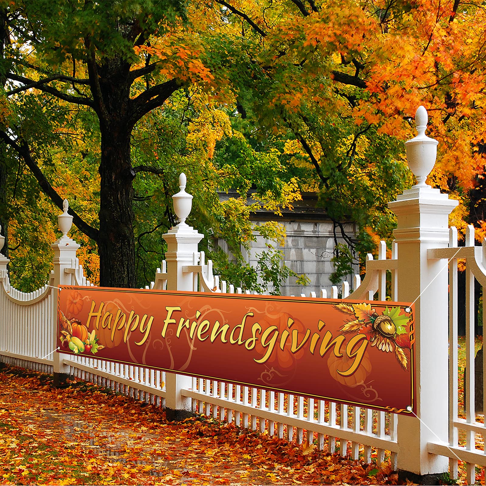 Friendsgiving Party Decoration Happy Friendsgiving Banner for Fence Fall Thanksgiving Friends Party Deocration and Supplies for Home