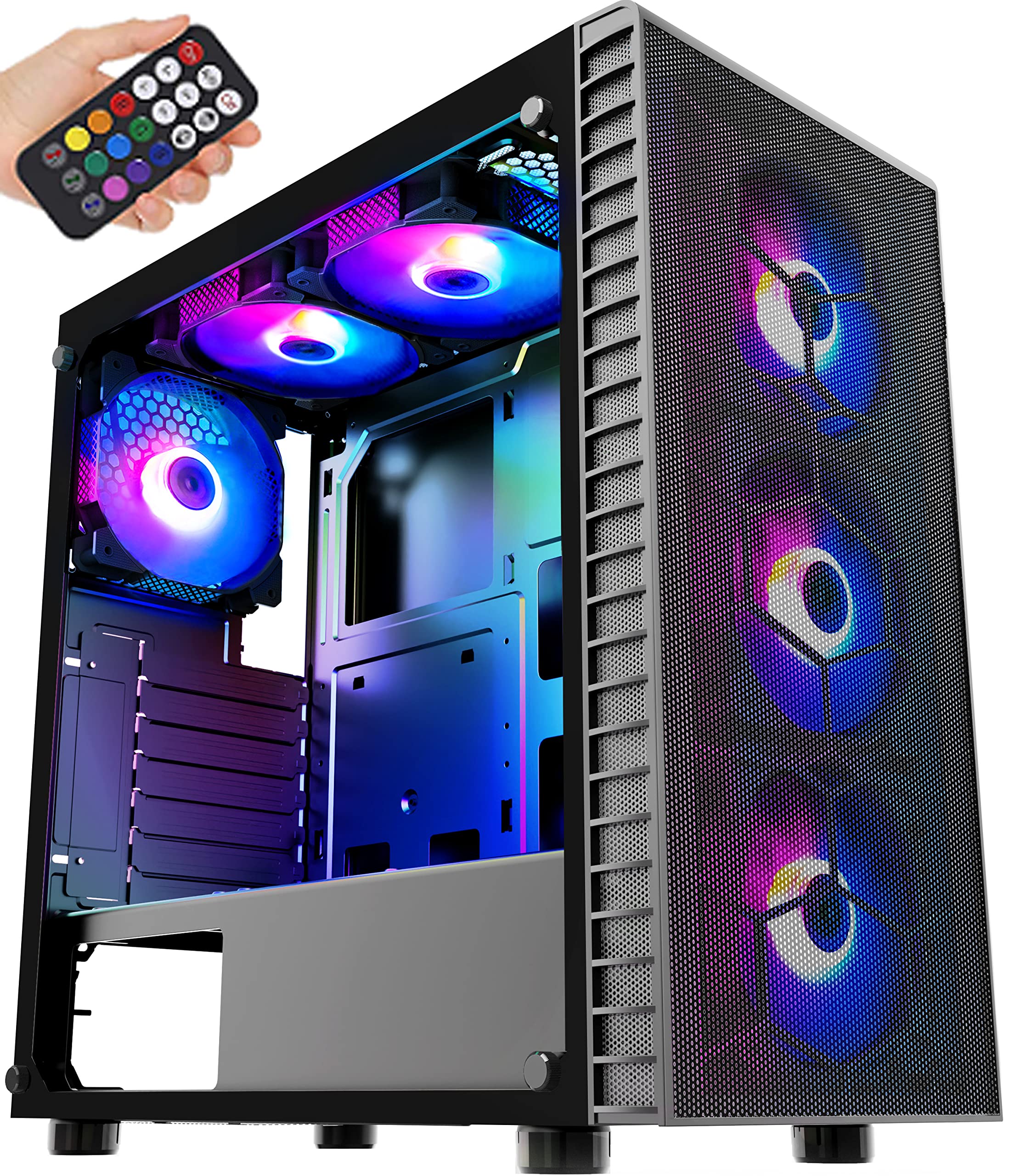Buy MUSETEX ATX PC Case, MidTower Computer Gaming Case with 6pcs ARGB