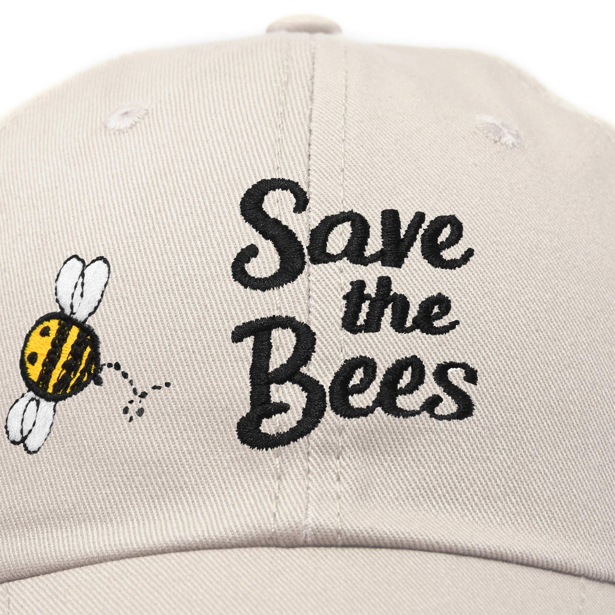 DALIX Save Bees Baseball Cap Dad Hat Embroidered Women Girls Beige