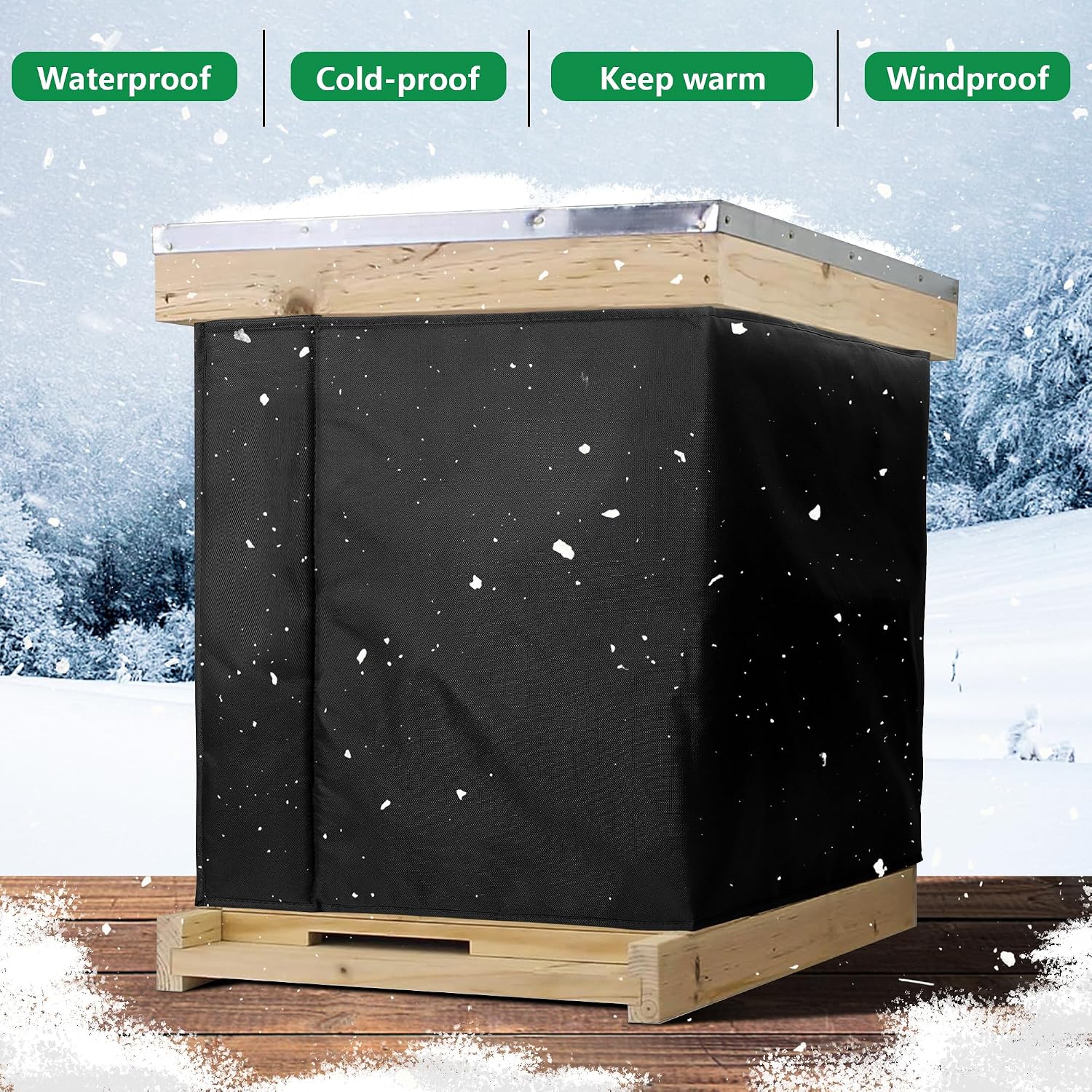 8 Frame Winter Bee Hive Wrap, Cozy Windproof Warm Bee Hive Insulation Wrap | 1 Deep Box & 1 Medium Box 600D Oxford Beehive Winter Protection Cover for Most Bee Hive (80" x 17")