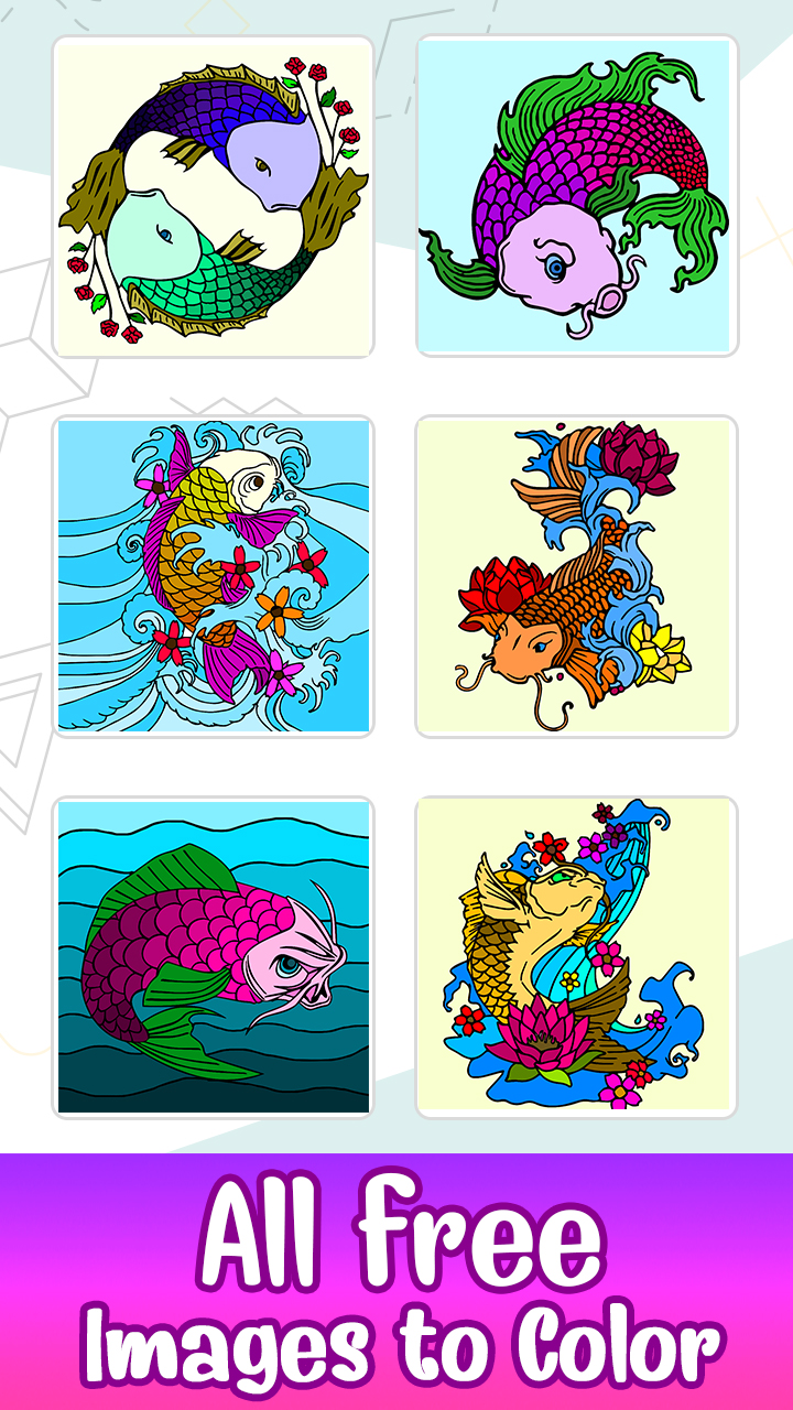 Koi Fish Color By Number - Japanese Paint Art Coloring Book - App