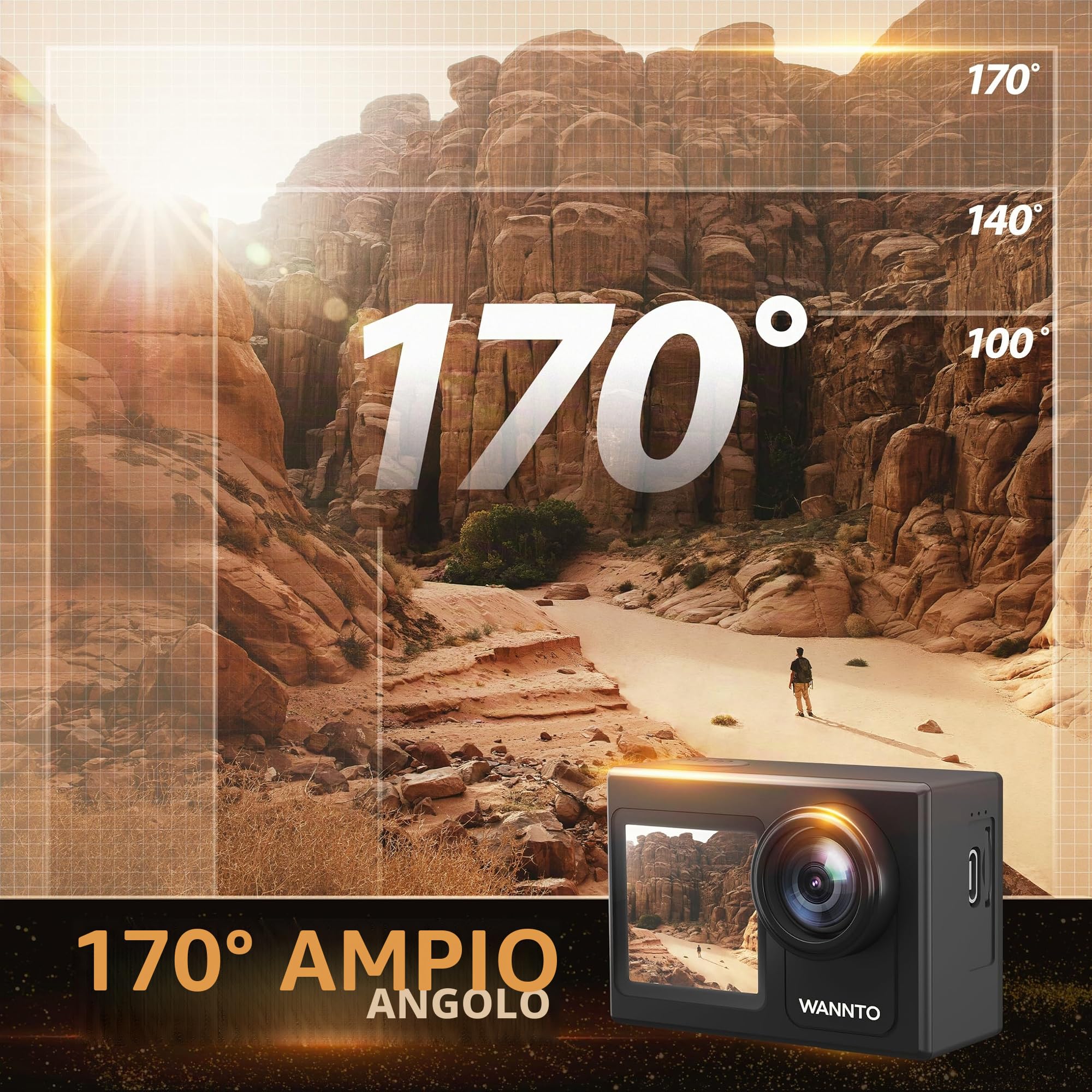 Action Cam 5K 24MP Motion 5 Pro 40M fotocamera subacquea Ultra HD Touch screen 170° grandangolo, stabilizzazione ghiaccio con microfono esterno 64GB scheda di memoria U3