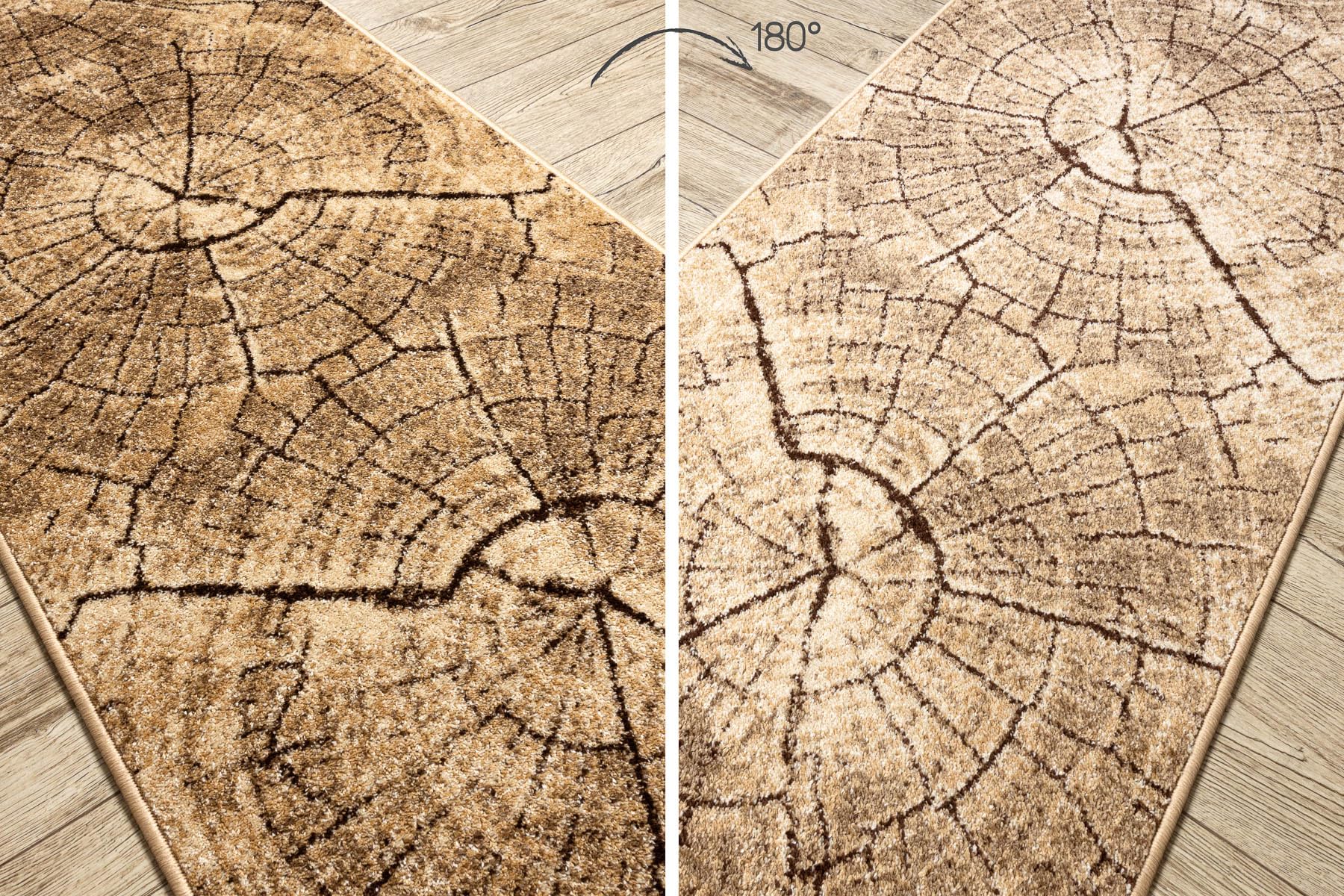 rugsx Läufer KARMEL Tronko Baum Holz, Flurteppich, Küchenteppich, Florteppich, modern, Diverse Größen, Nuss 80x210 cm