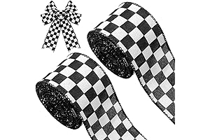 2 Rolls Check Ribbon Christmas Tree Crafts Ribbon