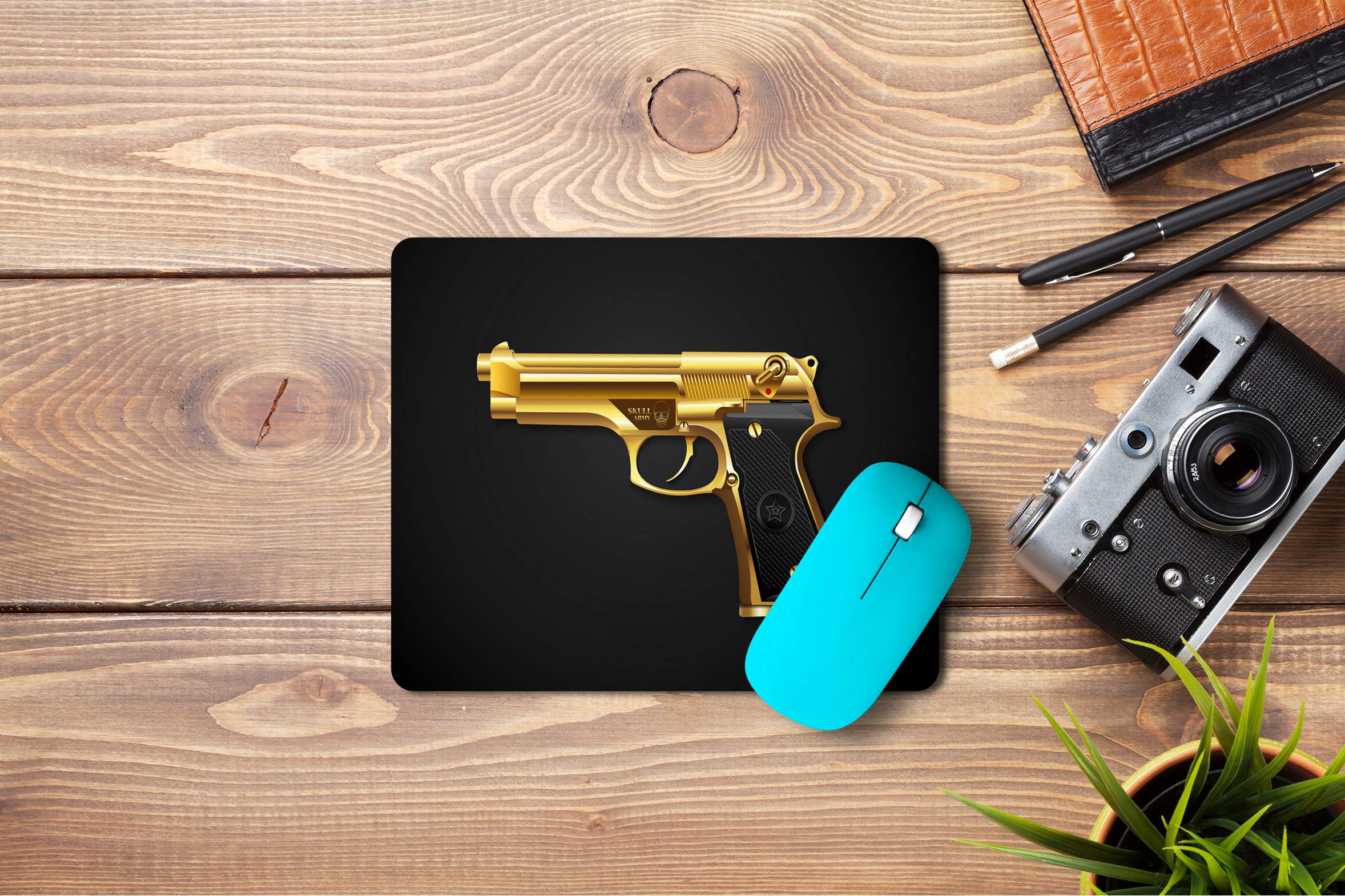 5 Ace mgolden Gun msd Printed Designer Premium Rubber Base Mouse pad for Laptop|Dekstop-7x8.5 Inches