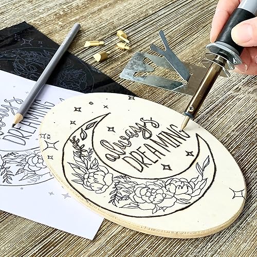 Miniatura 5 de ArtSkills Kit de quema de madera para principiantes kit de arte de grabado de madera de pirografía de lujo con bolígrafo quemador plantillas