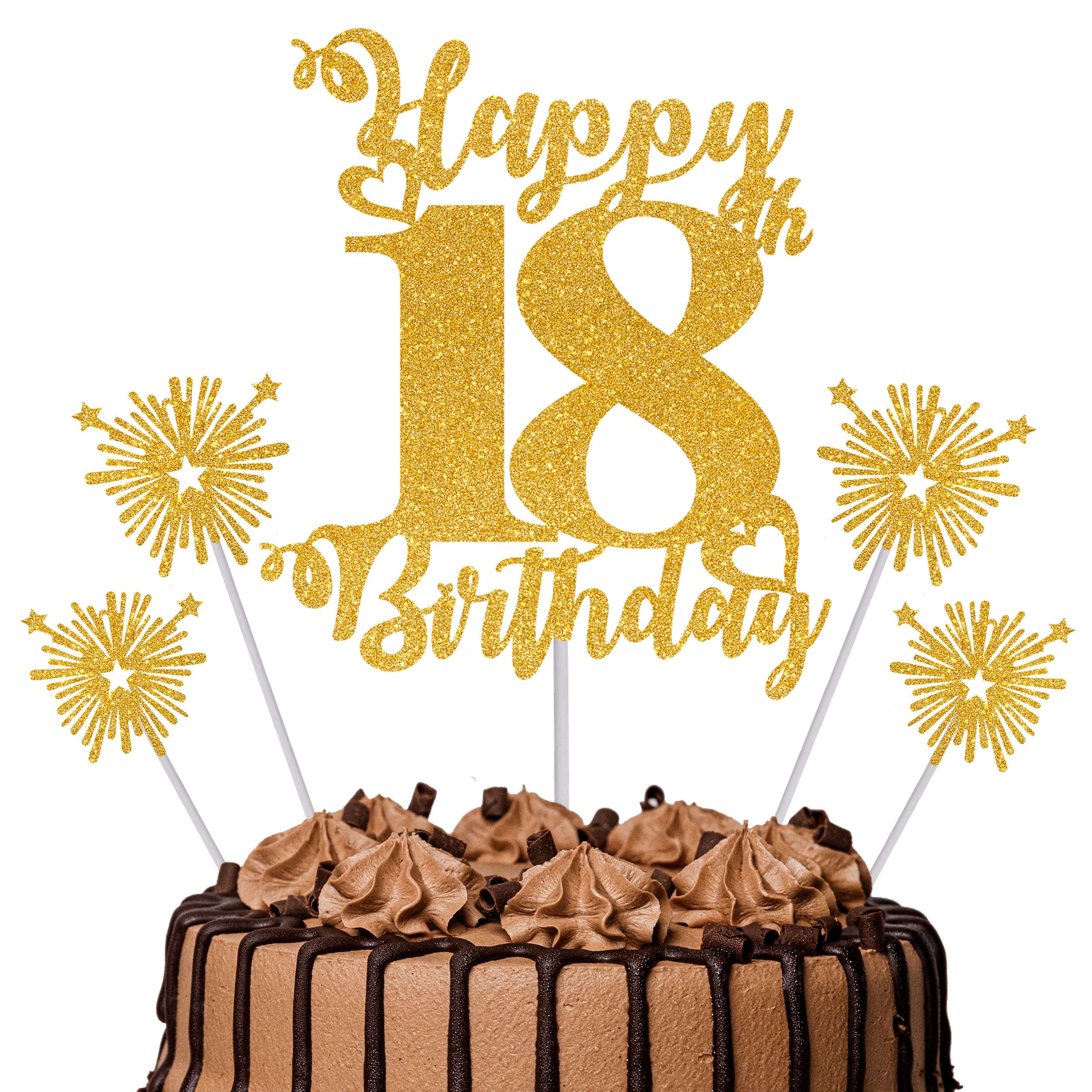 Gold Glitter 96th Birthday Cake Topper Set – 5 Piece Premium Glitter Birthday Decoration & Party Supplies for Men, Women & Kids – 96th Birthday — view 79