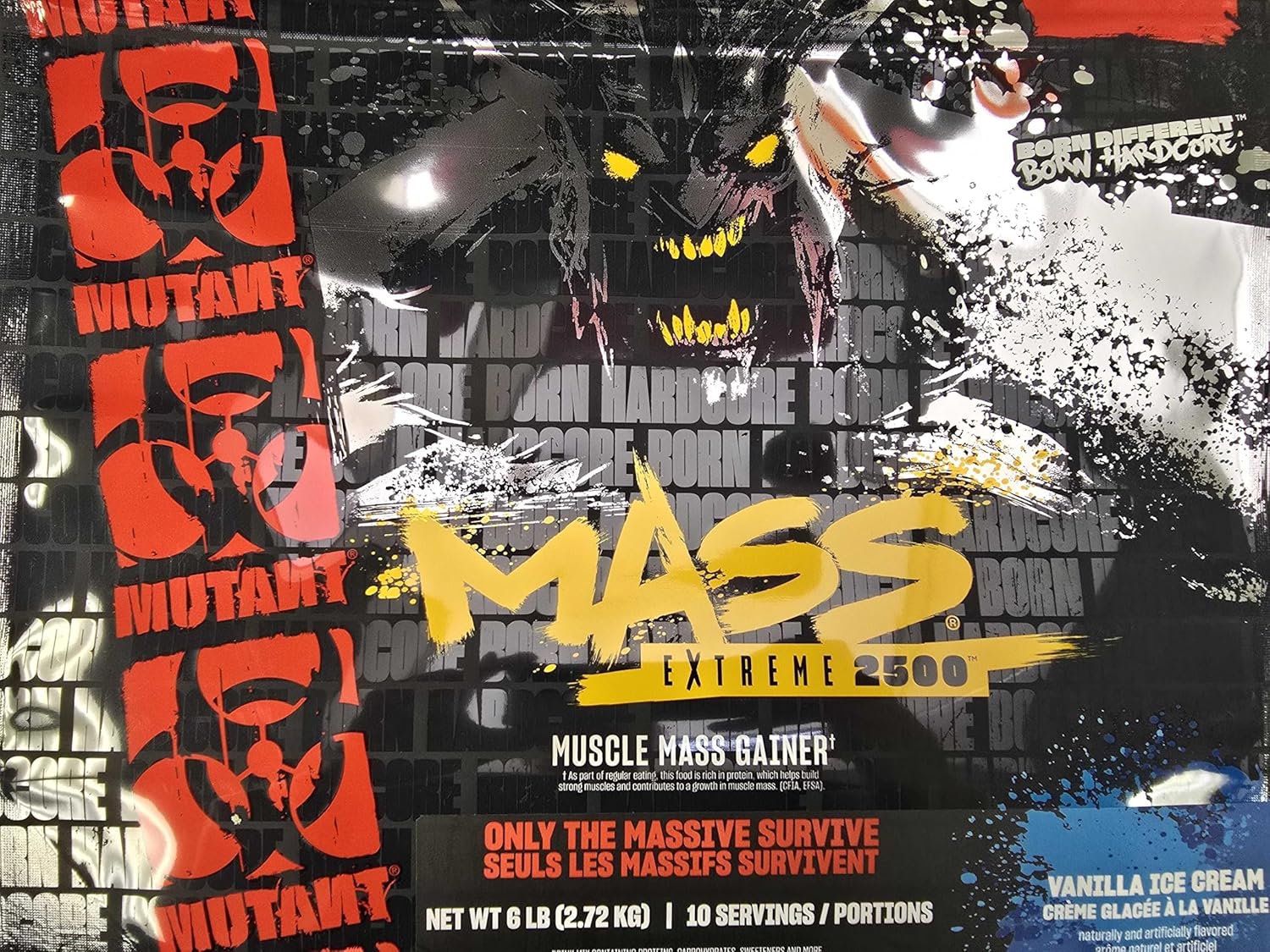 Mutant Mass Extreme Gainer Protein Powder – High Calorie Weight Gainer with Whey Protein & BCAAs for Muscle Mass & Weight Gain - Vanilla Ice Cream 6 lbs