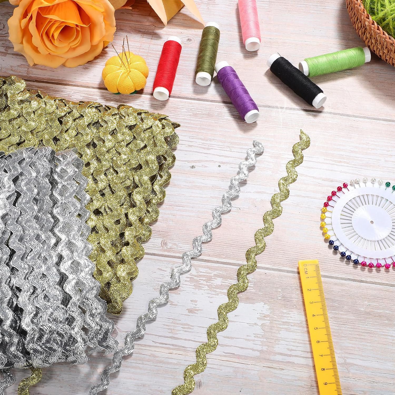 2 Rolls Wave Pattern Braid Trim Synthetic Fiber for Sewing
