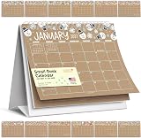 Hadley Designs Small Desk Calendar 2027 Standing Flip 2027-2028 Kraft Doodle in 2027-2028 Kraft Doodle