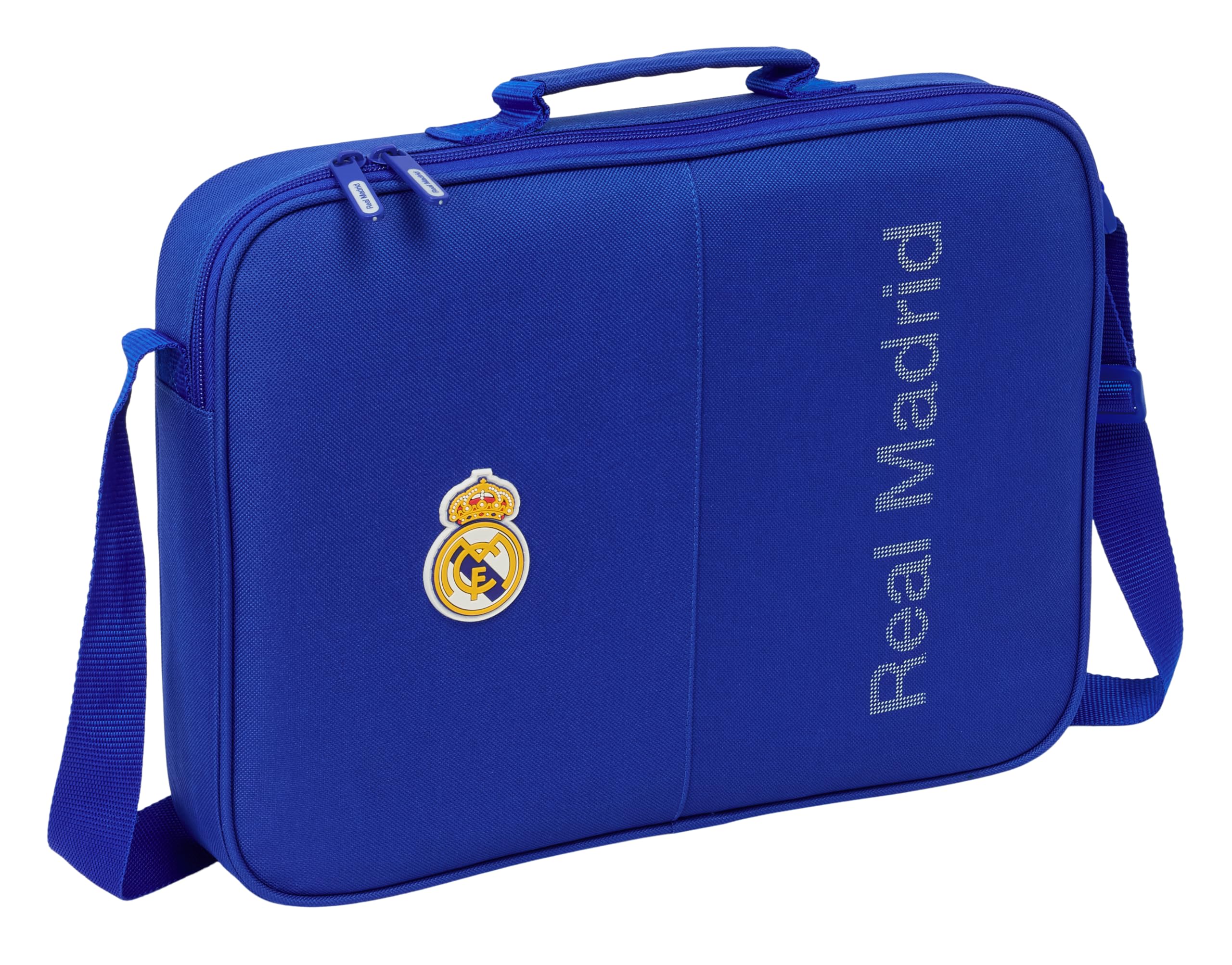 REAL MADRID - Cartera Extraescolares, Maletín Portatodo, Bandolera, Cómoda y Versátil, Calidad y Resistencia, 38x6x28 cm