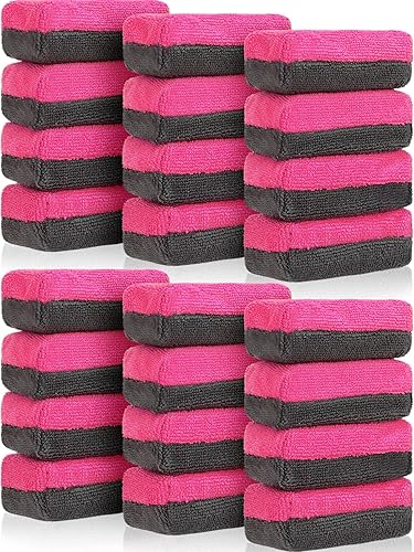 Miniatura 8 de Mudder 24 almohadillas aplicadoras de cera de automóvil de 3.5 x 1.5 x 1.5 pulgadas, almohadillas aplicadoras de microfibra rectangulares de