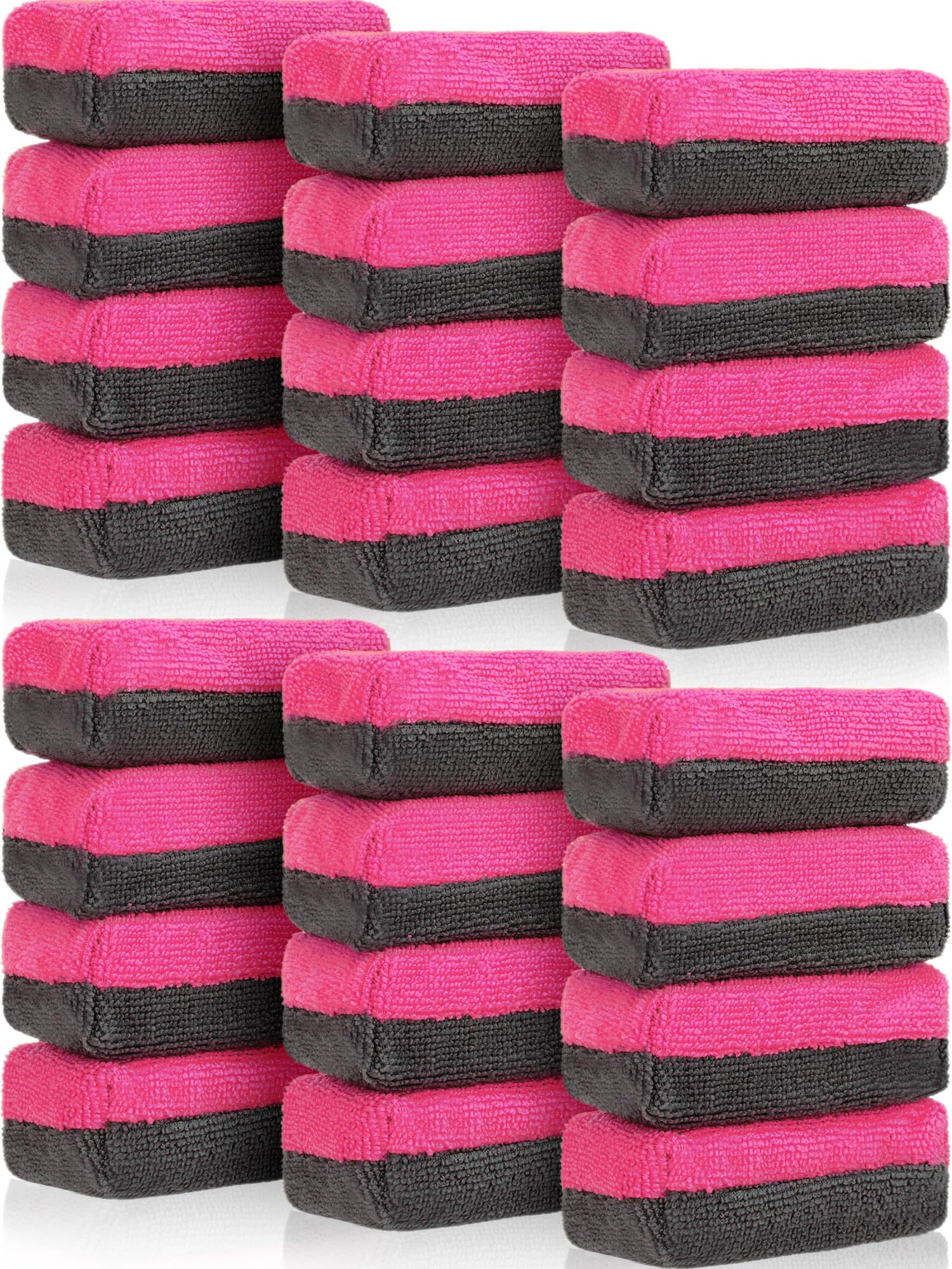 Mudder 24 Pack Microfiber Applicator Pad for Ceramic Car Wax, Pink and Gray