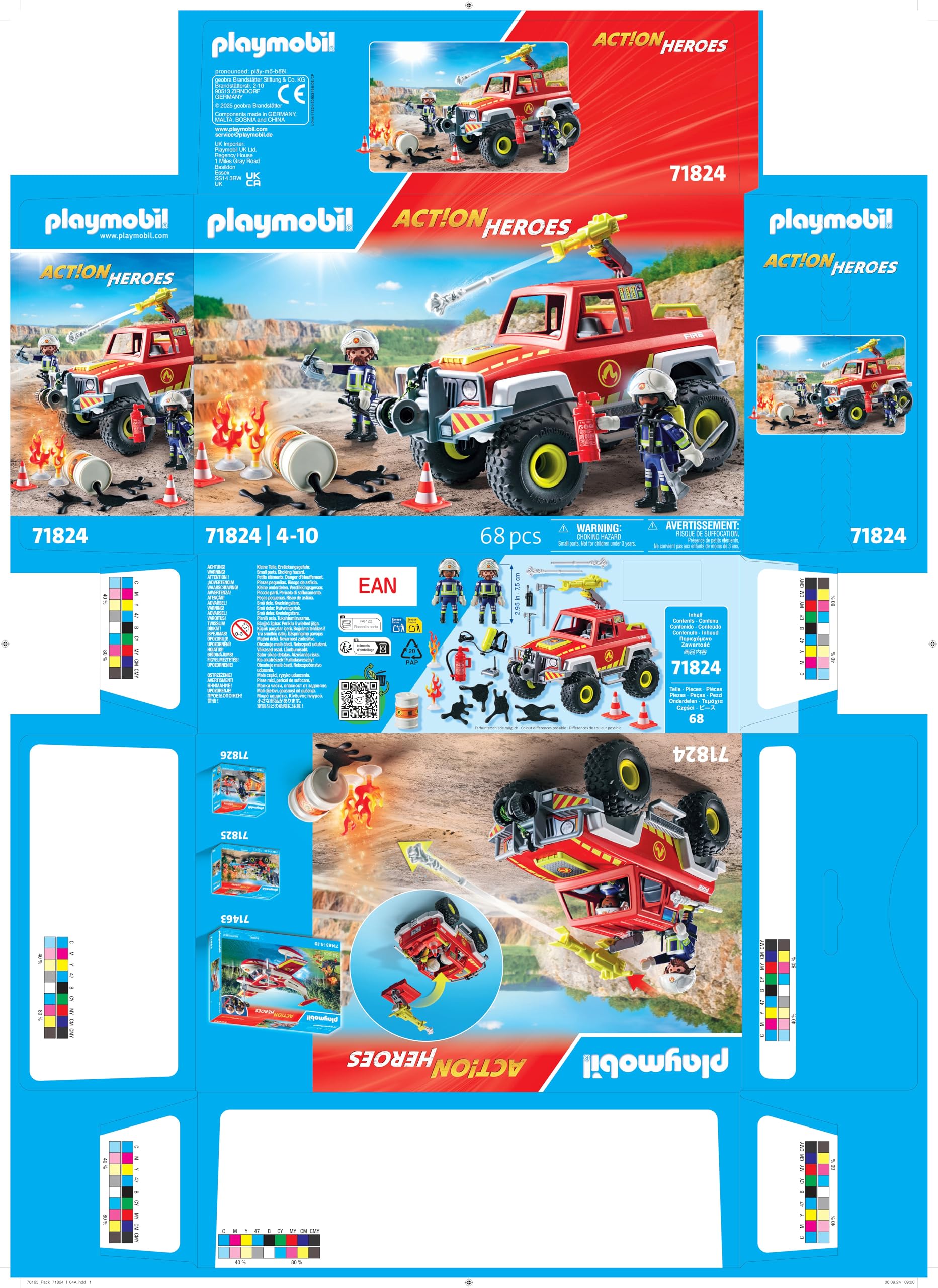 PLAYMOBIL | Action Heroes | Ciężarówka strażacka | Samochód strażacki | Auto zabawkowe | Zabawka dla dzieci od 4. roku życia | 71824