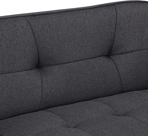 Miniatura 72 de Moderno sofá biplaza de terciopelo de 59 pulgadas con 2 bolsillos, sofá cama convertible tapizado con respaldo múltiple ajustable, sofá futón con