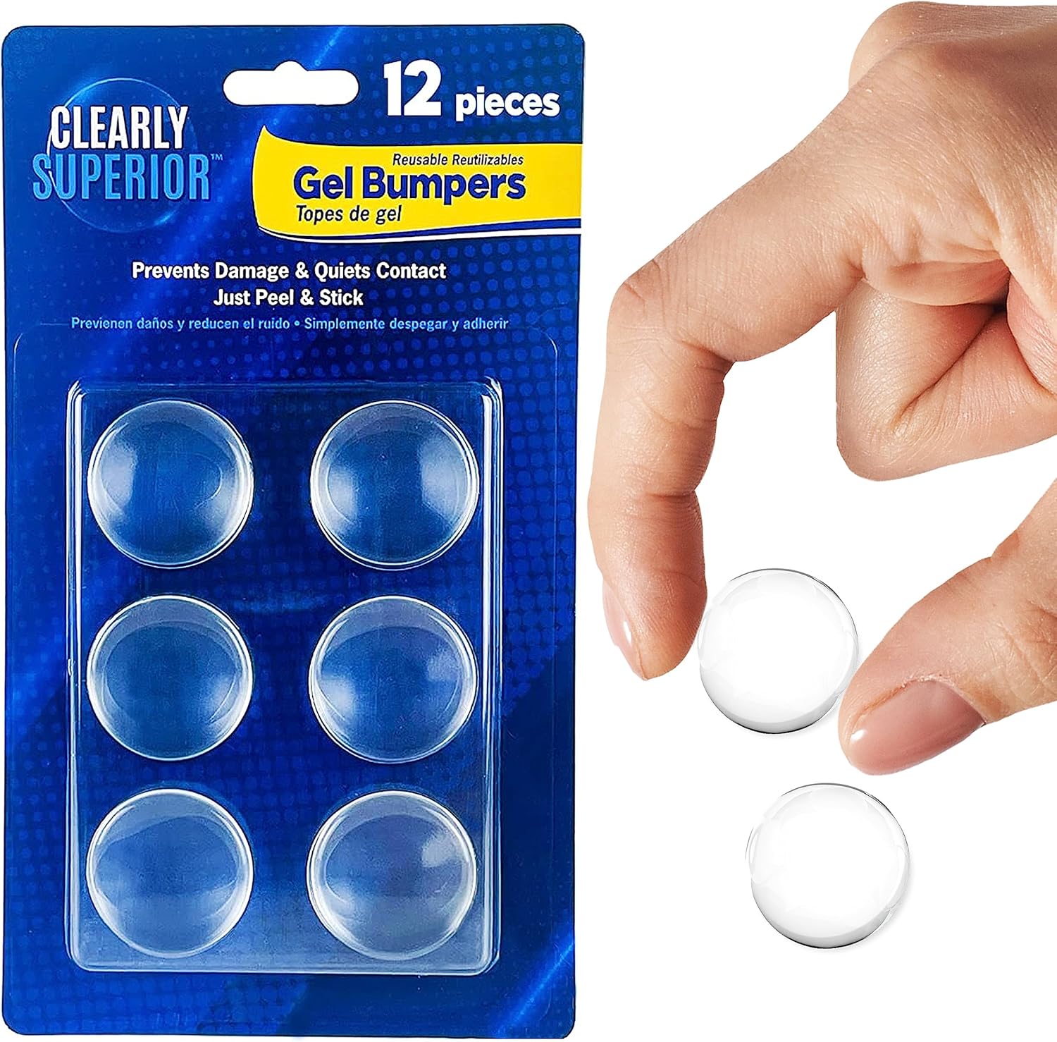 1.13" Small Round Gel Bumpers 12 Pack - Self Adhesive Furniture Protection Bumpers - Protects Surfaces from Damage