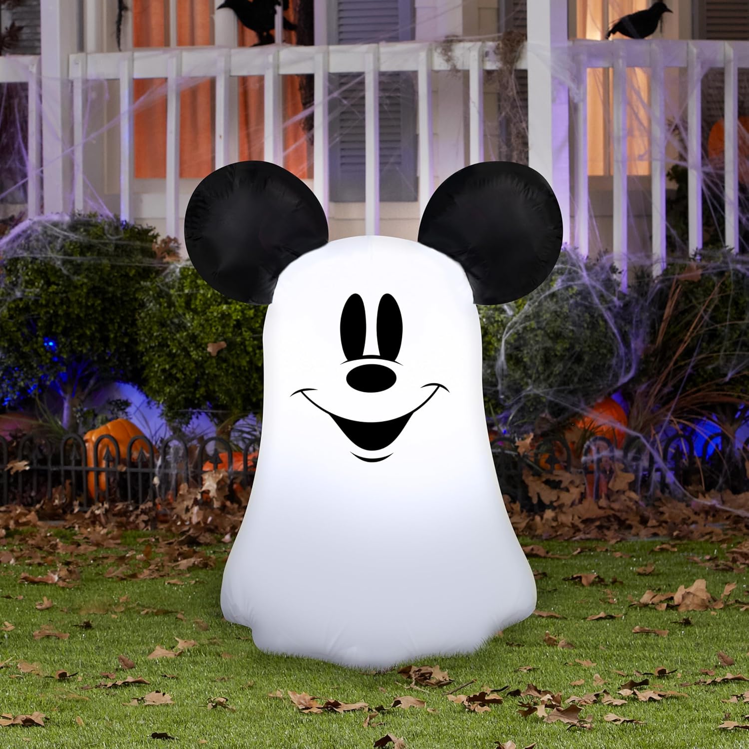 Gemmy Mickey Mouse Halloween Inflatable, 3.5 Ft Tall Lighted Ghost Disney Yard Decoration, Outdoor Decor with Stakes and Tethers