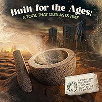 Vista 5 de ChefSofi Juego de mortero y mano de mortero - Exterior pulido negro - Capacidad de 1.5 tazas