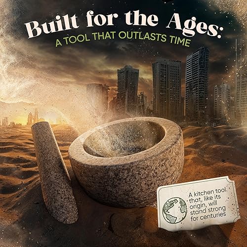 Miniatura 5 de ChefSofi Juego de mortero y mortero 6 pulgadas capacidad de 2 tazas granito pesado sin pulir para un rendimiento mejorado y aspecto orgánico