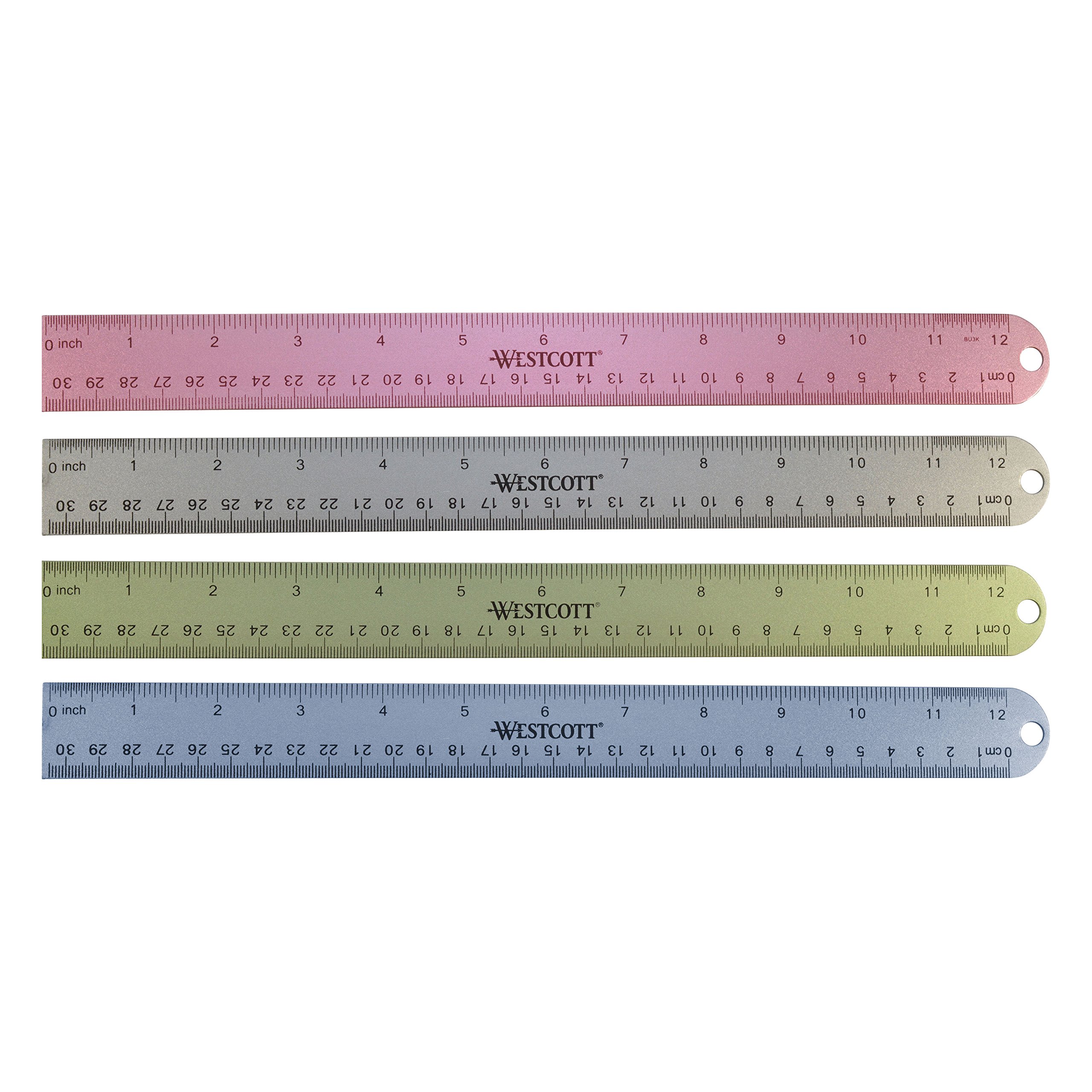 WestcottAnodized Aluminum Ruler, 12", Color Varies (14174)