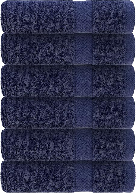 Tag Terry - 100% Cotton Hand Towels - Bathroom Accessories Set - Ultra Soft, Large Blue Hand Towels for Bathroom 70 x 40 cm, 550 GSM - Hand Towels Set (Blue) (6 Pack)