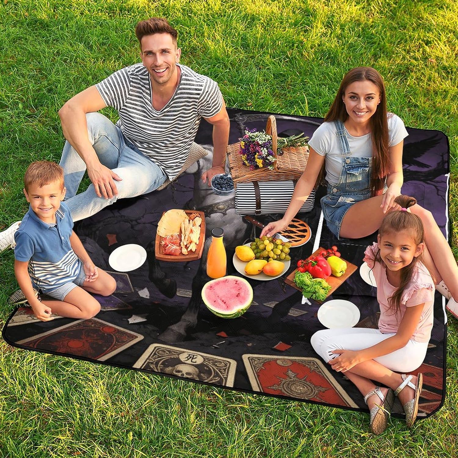 Tarot Picnic Blanket with Zipper Water Resistant Sand Free Picnic Mat Washable Foldable Easy Carry Beach Blanket for Lawn Beach Hiking Camping