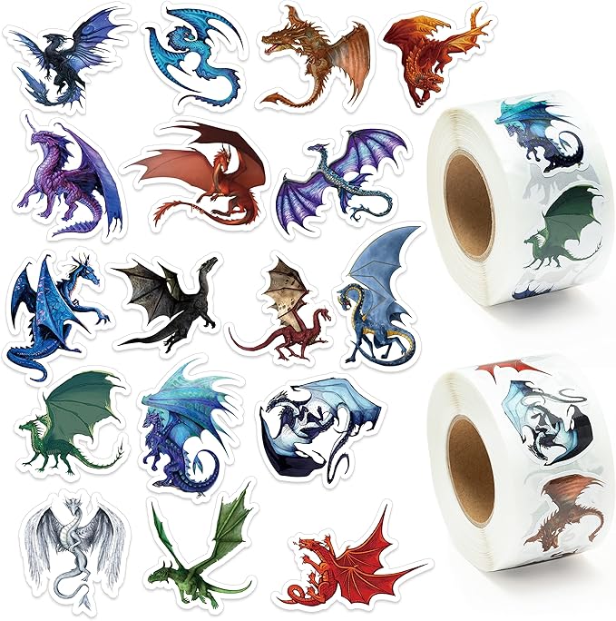 Amazon.com: H1vojoxo 1000PCS Dragon Realistic Sticker Roll, Dragon ...