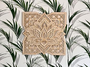 BHDecor Home Wall Decor Multilayered Laser Cut Carved Elegant Wooden Mandala Hanging MDF Panels for Decoration - Rustic Contemporary Artwork 11.8 x 11.8 inch 30cm