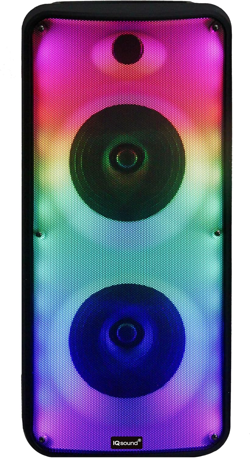 Supersonic IQ-7188DJBT Portable Bluetooth Speaker, 8-Inch, TWS Technology, LED Lights, Multiple Inputs, Mic - Perfect for Any Event