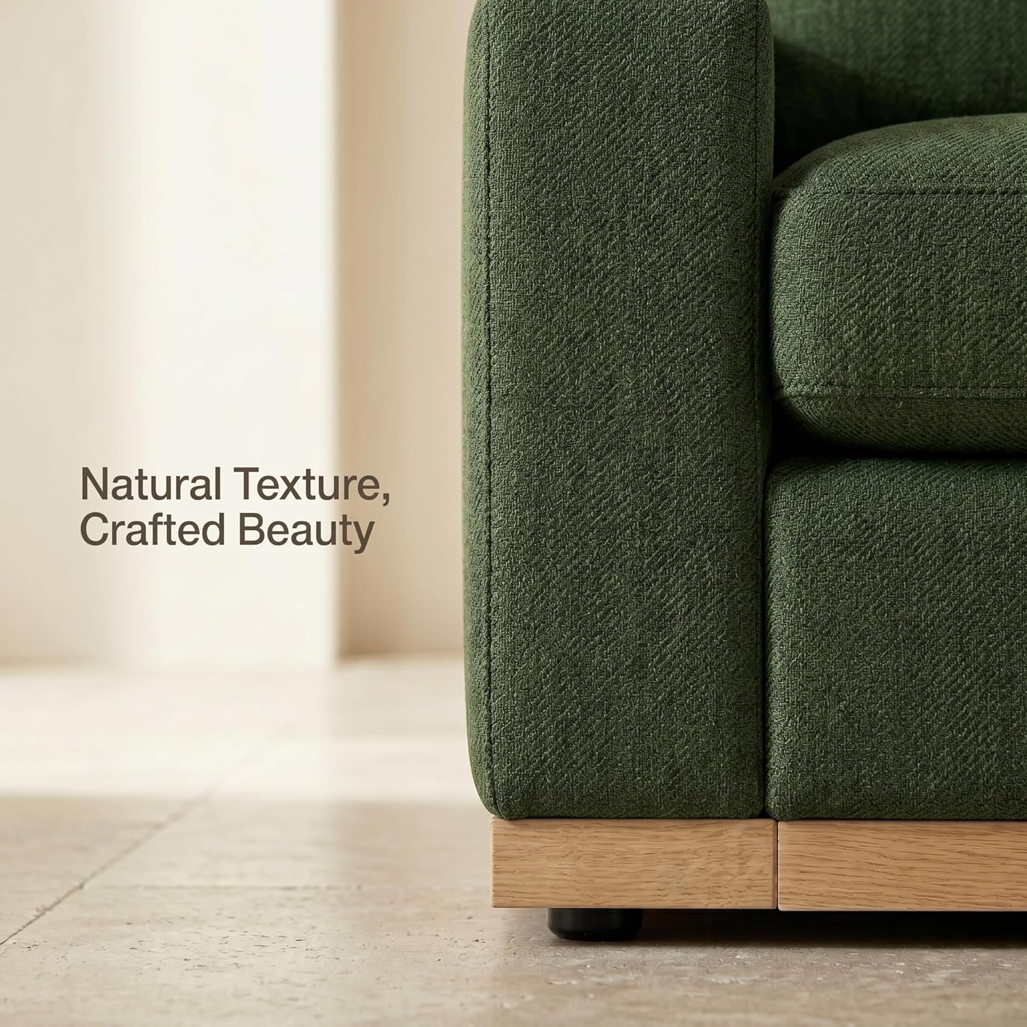Sunny Heart 86" Modern Loveseat Sofa for Living Room,2 Seater Deep Seat Modular Sofa Couch,Chenille Fabric,Solid Wood Frame,Spring Cushions, Removable Covers,Easy Assembly for Small Spaces,Green