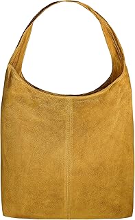 SKUTARI® PELLE LOVE Ruvido Shopper in camoscio, Laptop e shopping bag in vera pelle scamosciata con manici extra lunghi e Tasca interna con zip, 33 x 42 x 15 cm - MADE IN ITALY