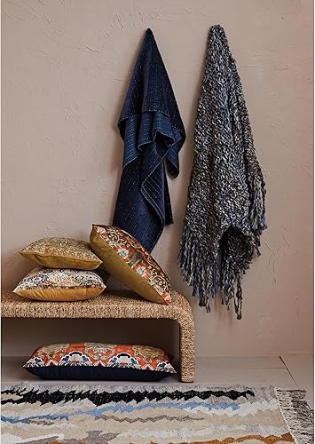 Miniatura 3 de Creative Co-Op Almohada lumbar de terciopelo de algodón con pájaros y flores, multicolor