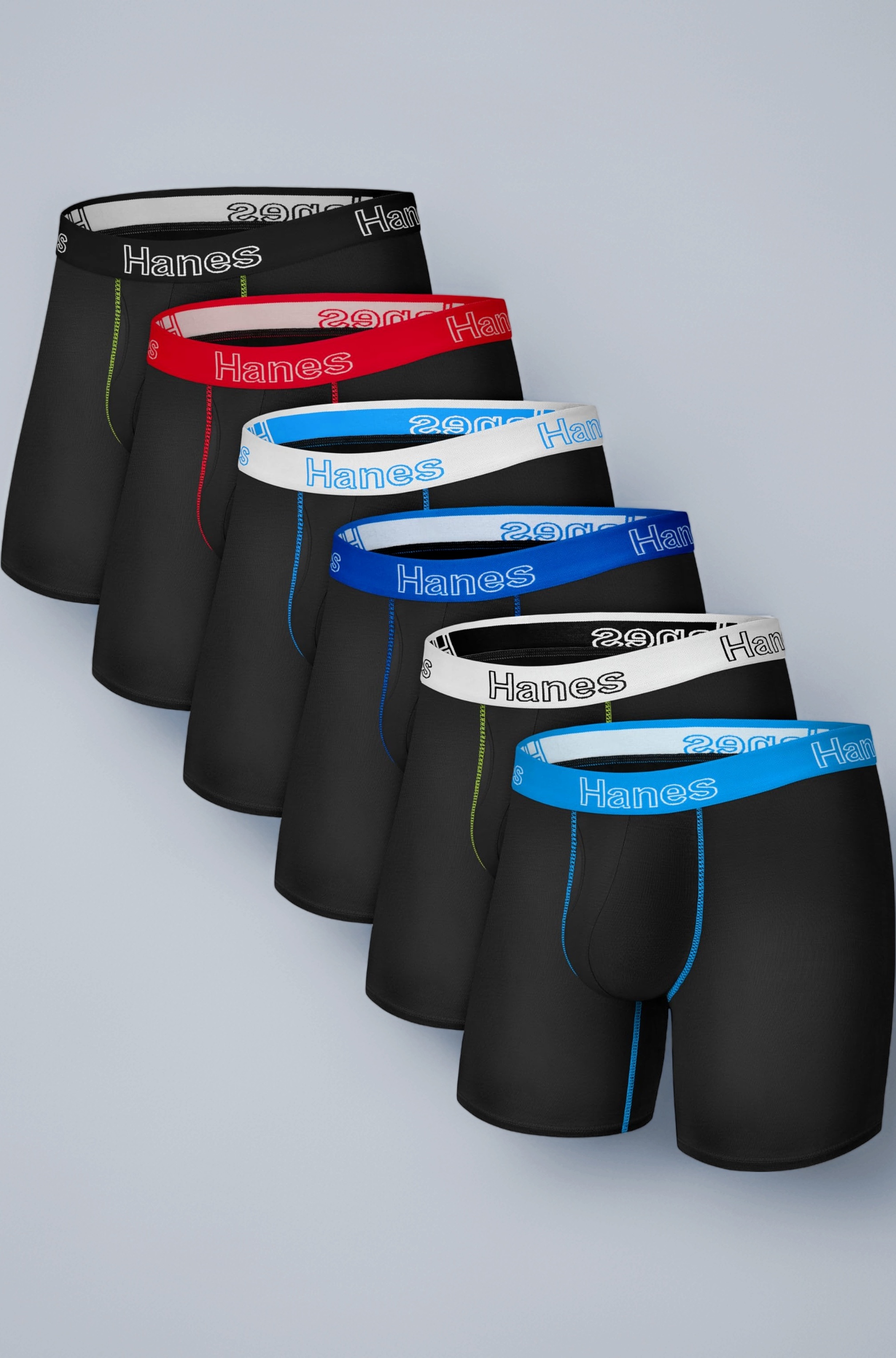 Hanes Men's Underwear Boxer Briefs Pack, Moisture-Wicking Underwear, Stretch-Cotton Boxer Briefs, 6-Pack