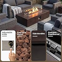 Vista 65 de COSIEST Juego de Mesa de Hoguera de Propano para Exteriores de 2 Piezas con Mesa para Tanque, Mesa de Fuego de 42" Certificada, 50,000 BTU con Base