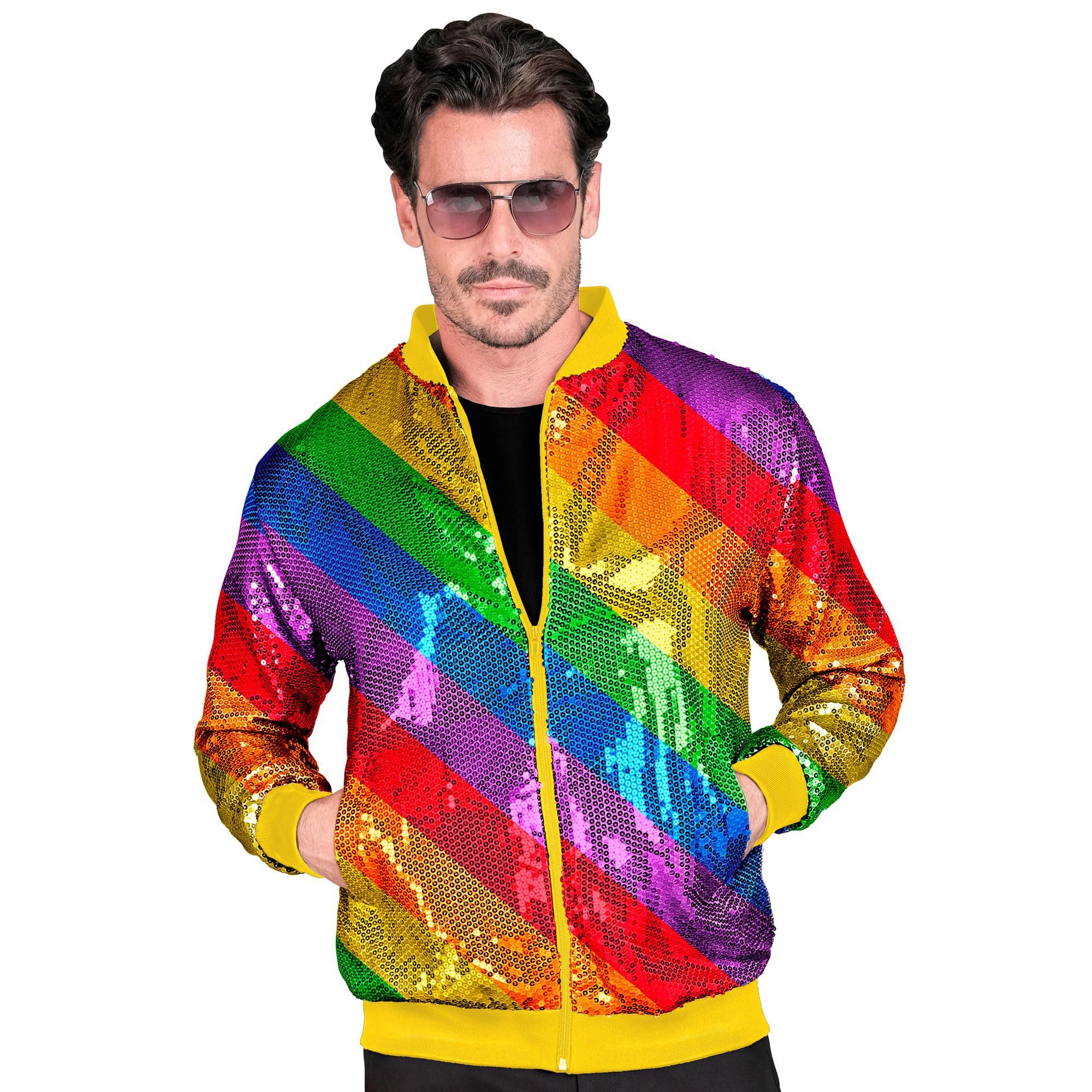Widmann MILANO PARTY FASHION - Party Fashion Bomber Jacket Rainbow Sequin Jacket Vest Party Outfit Disco Fever Animal Print - Image 3