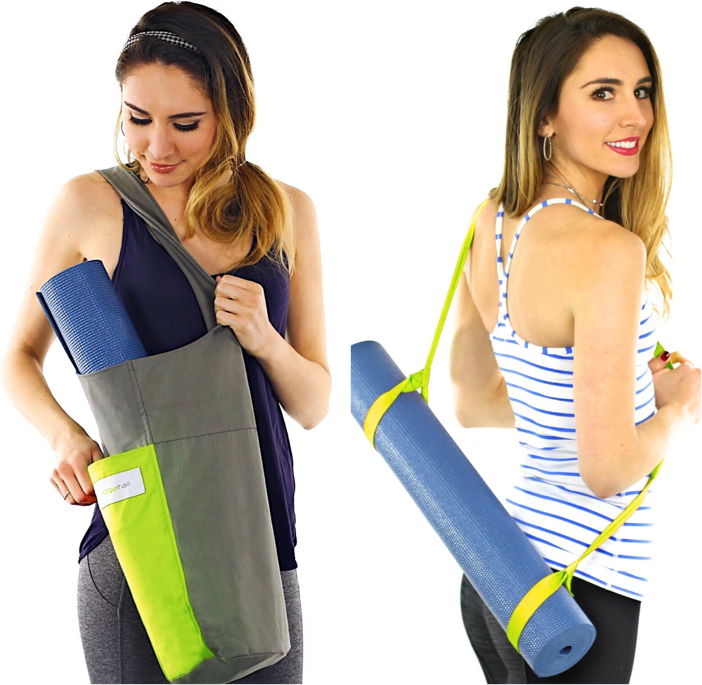 Yoga Mat Bag Holder + Yoga Mat Strap for Carring Yoga Mat + Plus 2 Extra Pocks for Yoga Mat Cleaner, Yoga Strap, Yoga Bags and Carriers for Men, Kids and Women