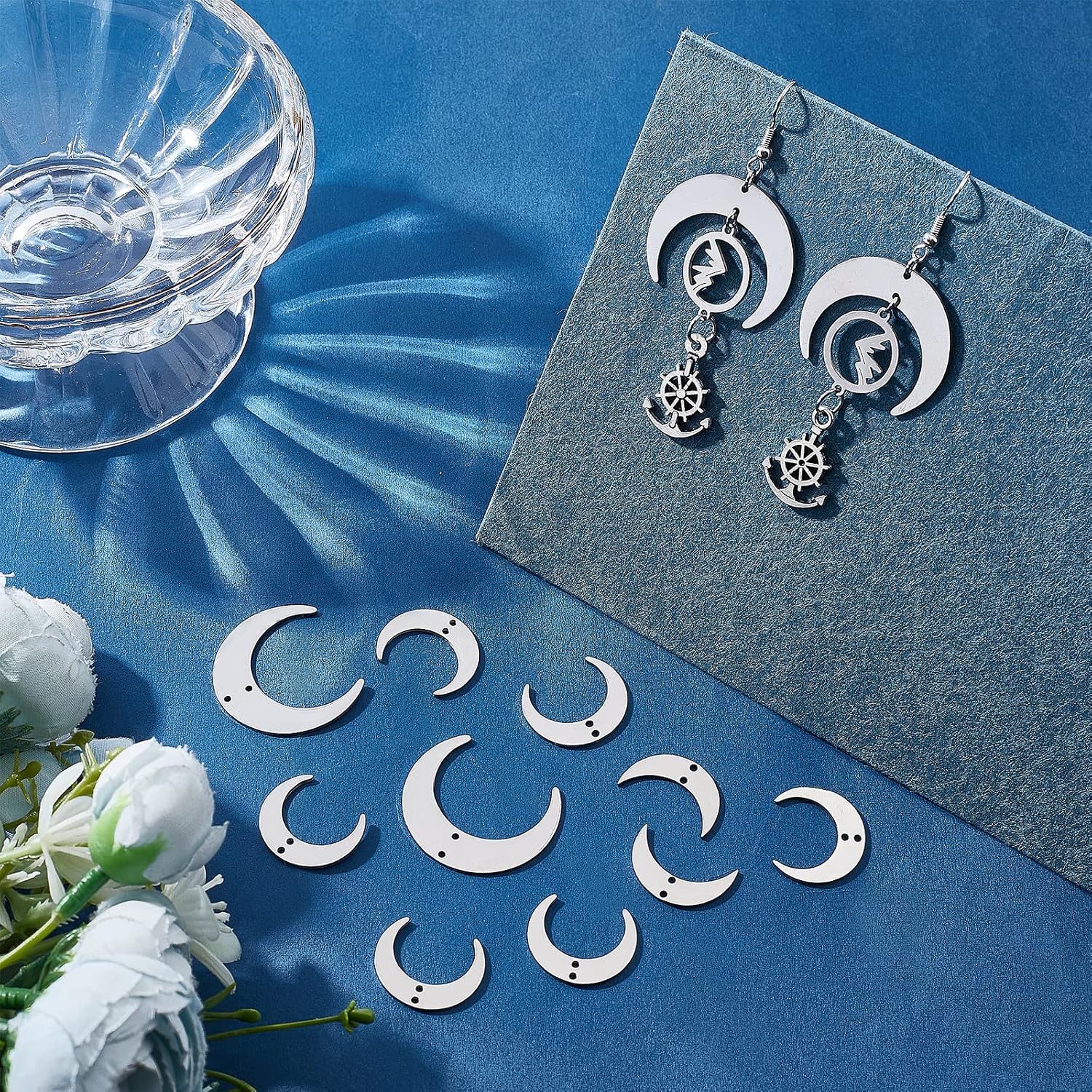 CHGCRAFT 30Pcs 3 Sizes Stainless Steel Crescent Moon Connector Charms Crescent Link Charms Stainless Steel Links Charm Moon Beads for Jewellery Making Stainless Steel Color Length 12-26mm - Image 5