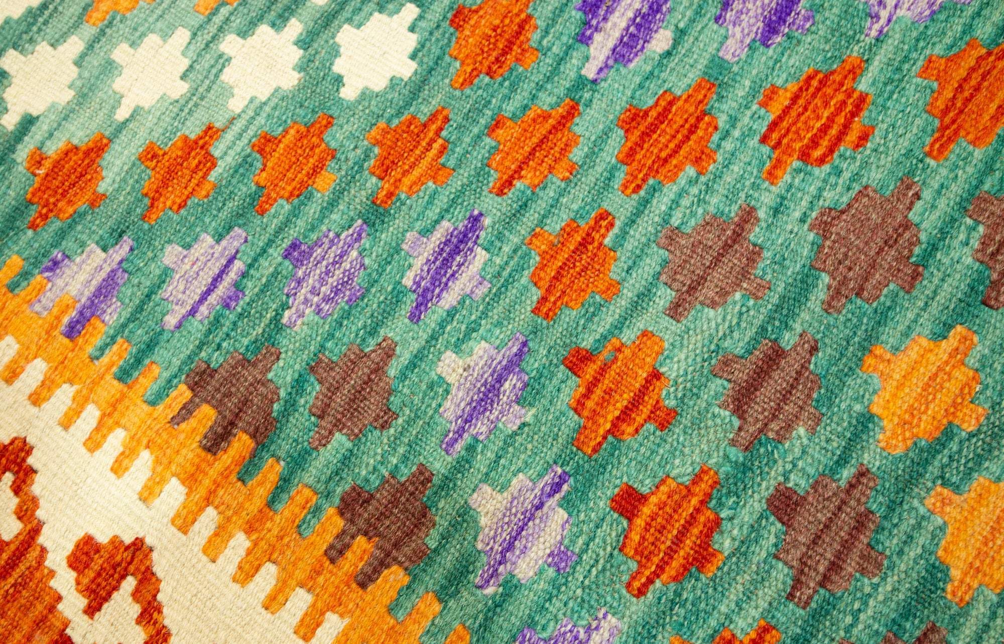 Kilim Tapis 100 % laine 119 x 70 cm, fait main, pièce unique style Herat Boho multicolore, tissage plat, tapis d'entrée et chambre