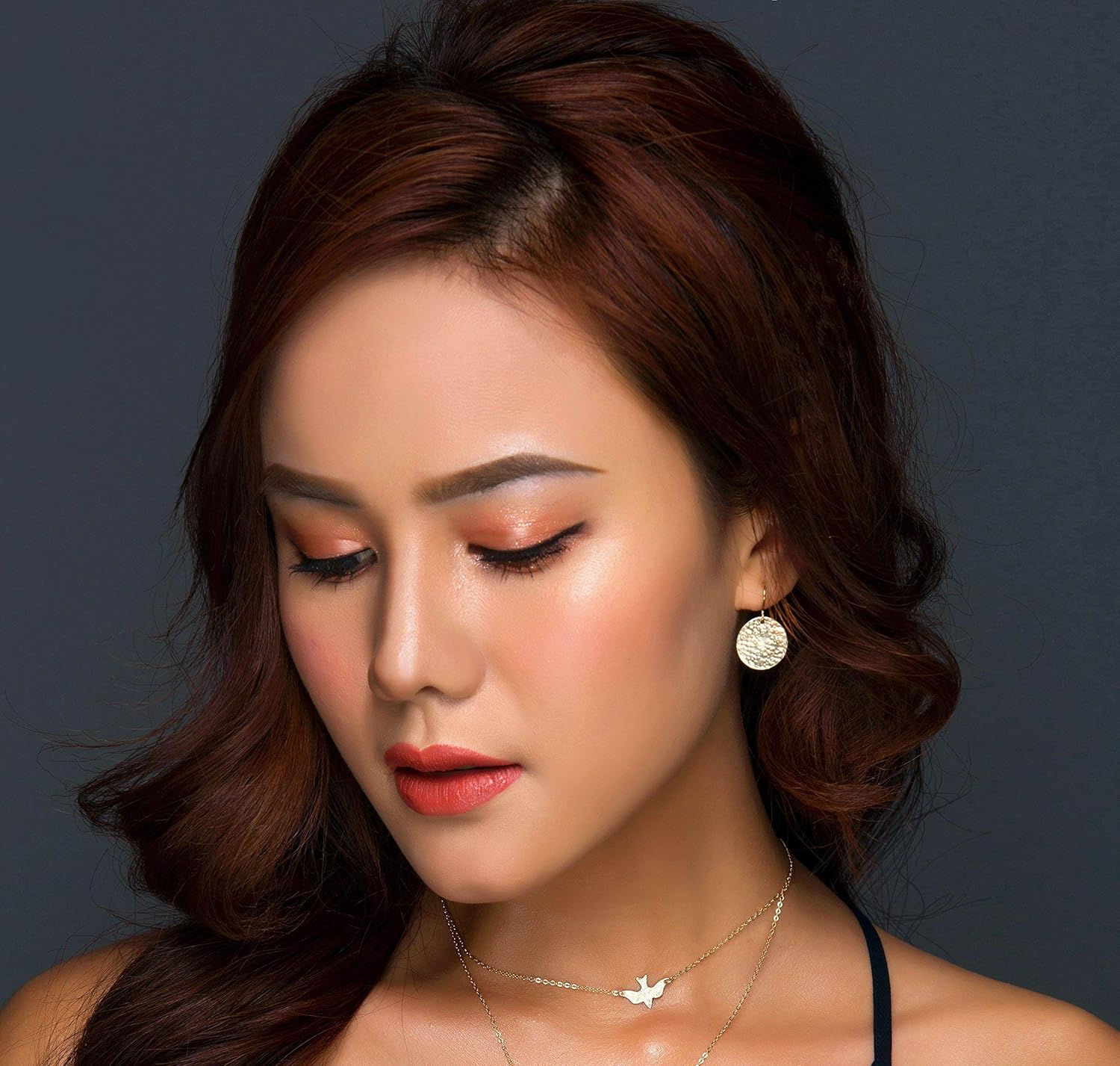 Circle Disc Earrings, Brush Hammered Satin Disk Coin Earrings Jewelry .925 Sterling Silver, 14K Gold Filled or 14K Rose Gold Filled - Image 3