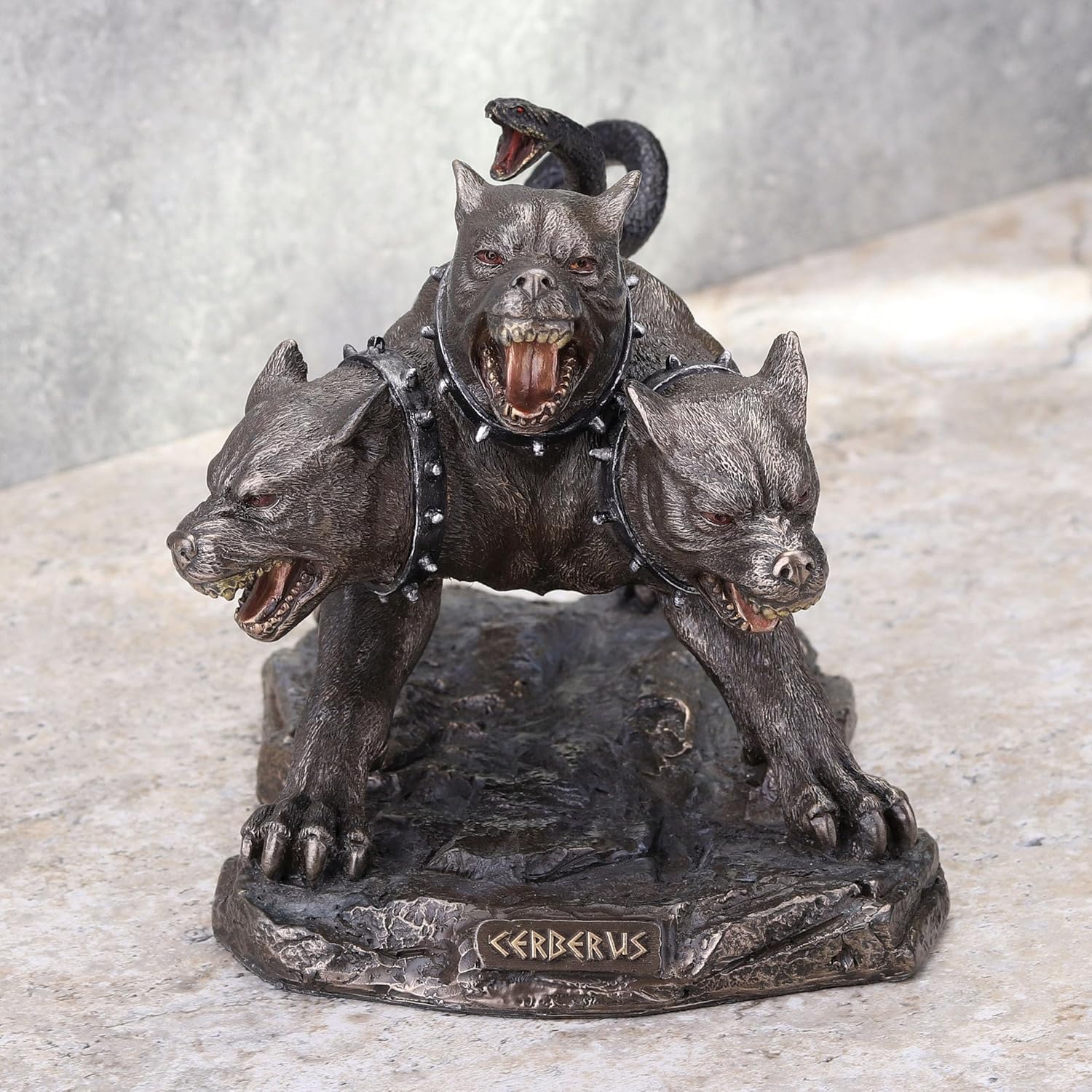 Veronese Design 5 1/4 Inch Cerberus The Three Headed Hound of Hades Cold Cast Resin Bronze Finish Collectible Figurine Home Decor Statue