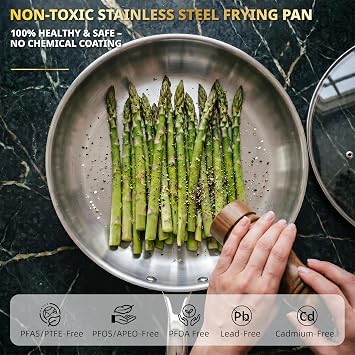 Ciwete Whole Tri-ply 18/10 Stainless Steel Cookware Set, 10 Pcs Elegant Copper Pots and Pans Set, Induction Cookware, Frying Pans, Saucepans & Stock Pot with Lid, Ideal Gift for Wedding, Housewarming