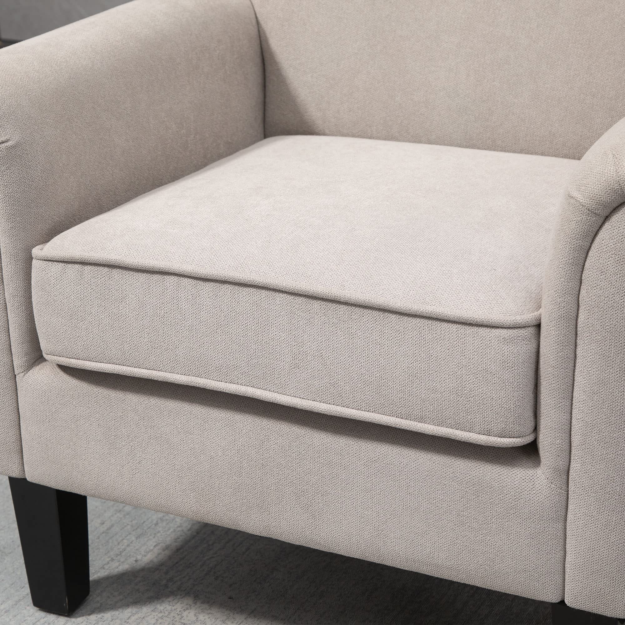 HOMCOM Poltrona d'Arredo in Stile Nordico con Braccioli, Poltrona Imbottita in Legno e Poliestere, 79x78x87 cm, Grigio e Marrone