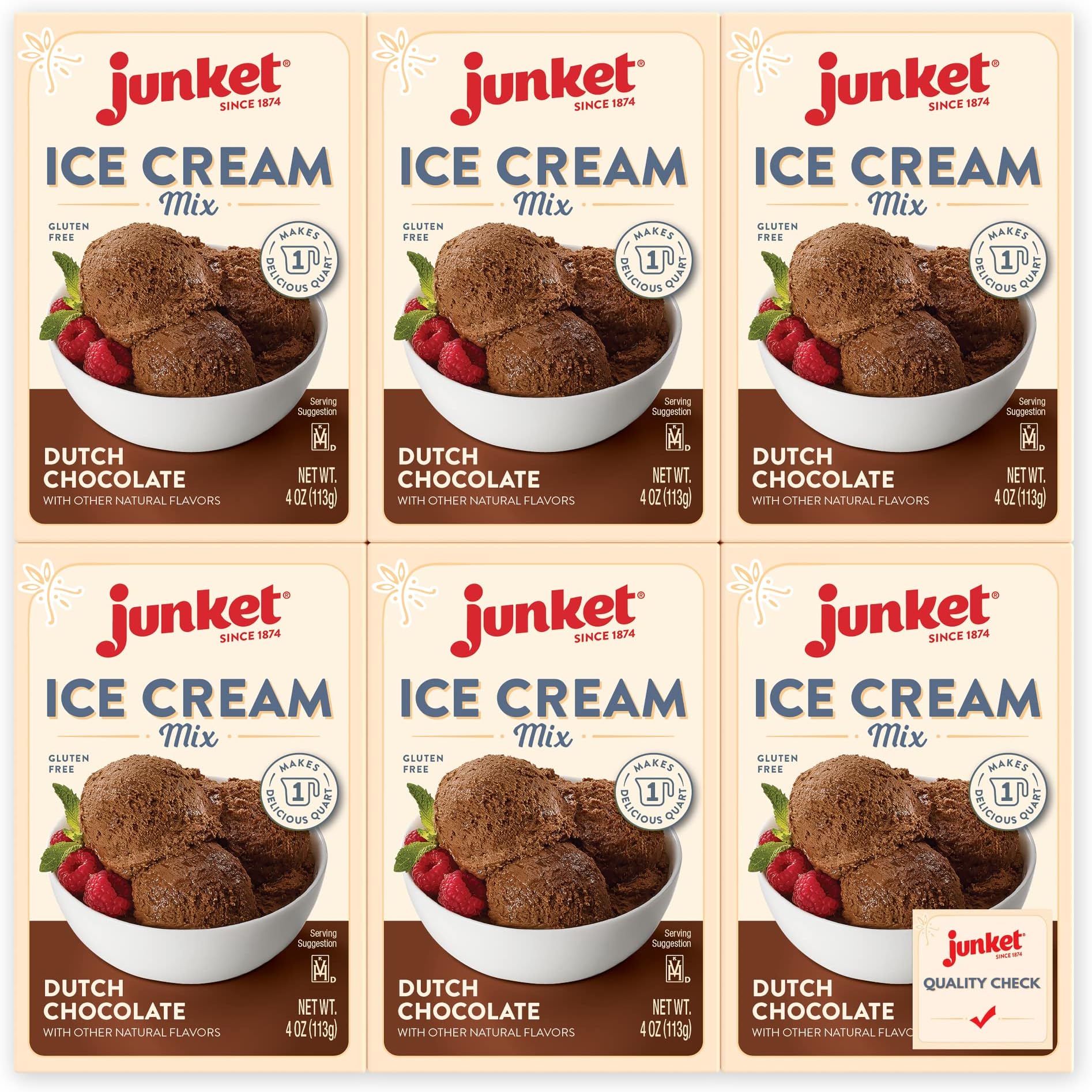 Junket Chocolate Ice Cream Mix: Old Fashioned Homemade Ice Cream for Ice Cream Maker or Hand Stir - Just Add Milk and Cream, Chill, and Enjoy. Quick and Easy! 4 oz Box Starter Mix (Pack of 6)