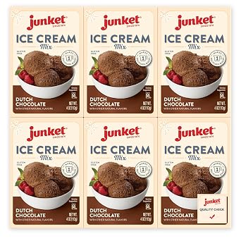 Junket Chocolate Ice Cream Mix Old Fashioned Homemade Ice Cream for Ice Cream Maker or Hand Stir - Just Add Milk and Cream, Chill, and Enjoy. Quick and Easy! 4 oz Box Starter Mix Pack of 6